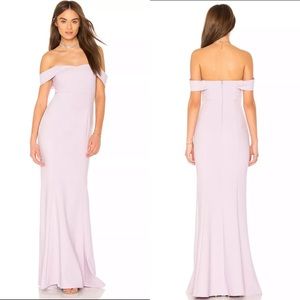 Likely Bartolli Off Shoulder Orchid Mermaid Gown